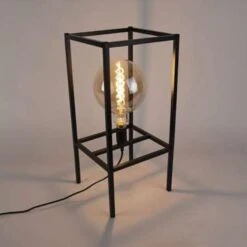 Qazqa Tafellamp Cage - Zwart -Leen Bakker 1730735761 0103