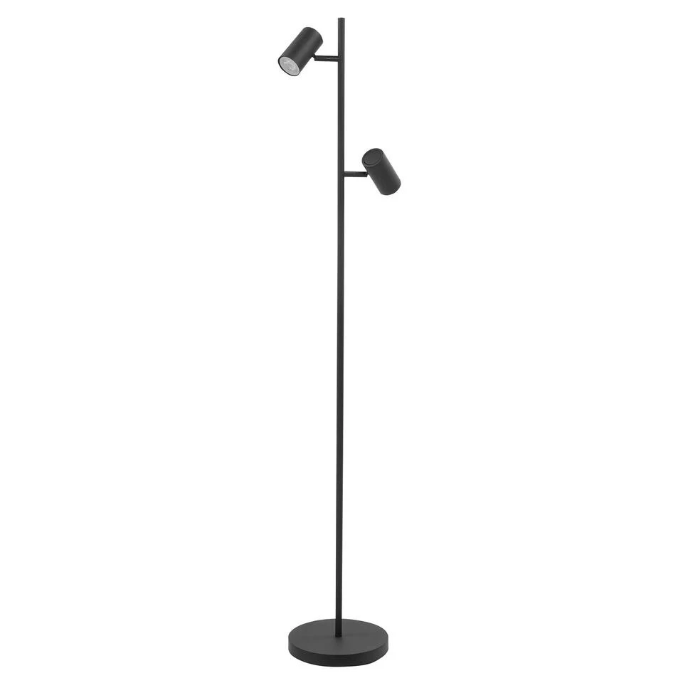 Highlight Vloerlamp Burgos - 2 Lichts - H 142 Cm - Zwart 1 Highlight Vloerlamp Burgos - 2 Lichts - H 142 Cm - Zwart
