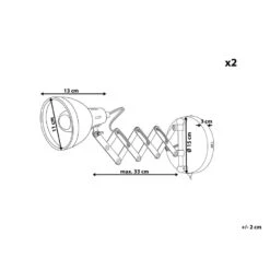 Beliani Muurlamp HARRINGTON - Zwart Staal -Leen Bakker 1b4f145fe7514f53976d865aeadb616d
