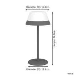 EGLO Meggiano Tafellamp - 32 Cm - Grijs/Wit -Leen Bakker 21b7d9370de14a3889e5a2dbd918156c