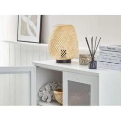 Beliani Tafellamp BOMU - Lichte Houtkleur Bamboehout -Leen Bakker 2539e0a87faa460baaea1fd7886257be