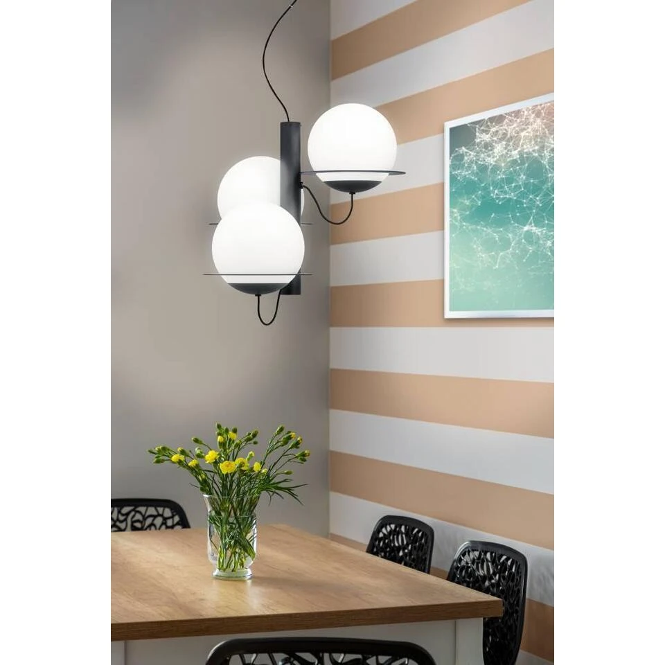 EGLO Sabalete Hanglamp - E27 - Glas - Zwart/Wit 2 EGLO Sabalete Hanglamp - E27 - Glas - Zwart/Wit - Afbeelding 2