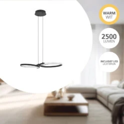 EGLO Serpins Hanglamp - LED - 66 Cm - Zwart/Wit