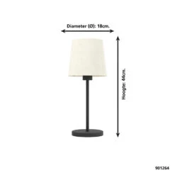 EGLO Febres Tafellamp - E27 - Teddy Stof - Zwart/Wit -Leen Bakker 36eafdbe484442b28206910af3b1f11d