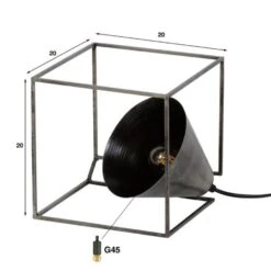 Industriële Tafellamp Jenny Oud Zilver - 20x20x20 Cm - Metaal - Grijs -Leen Bakker 3776d48d802d411e89b4c78f665f3545