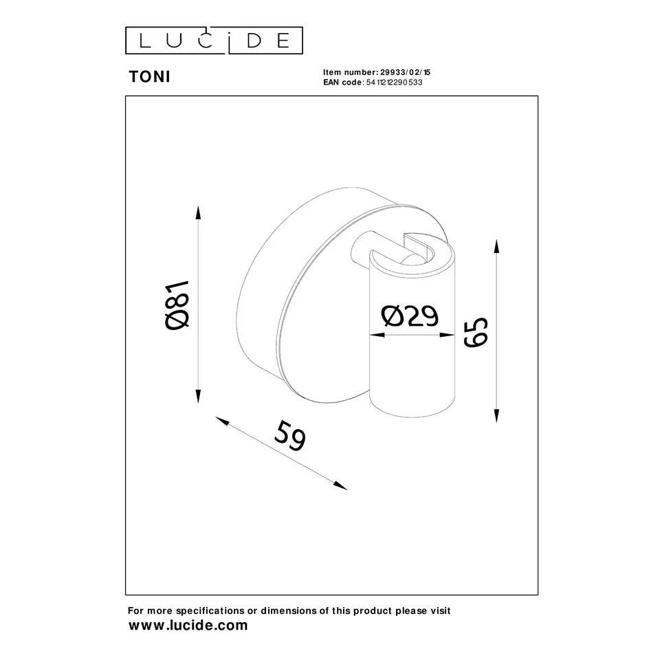 Lucide TONI Wandspot - Grijs Ijzer 6 Lucide TONI Wandspot - Grijs Ijzer - Afbeelding 6