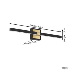 EGLO Peguera Wandlamp - LED - 60 Cm - Zwart/Goud - Spiegellamp 8 EGLO Peguera Wandlamp - LED - 60 Cm - Zwart/Goud - Spiegellamp -Leen Bakker 3db51cecc7dd423093638d9ee5997c23