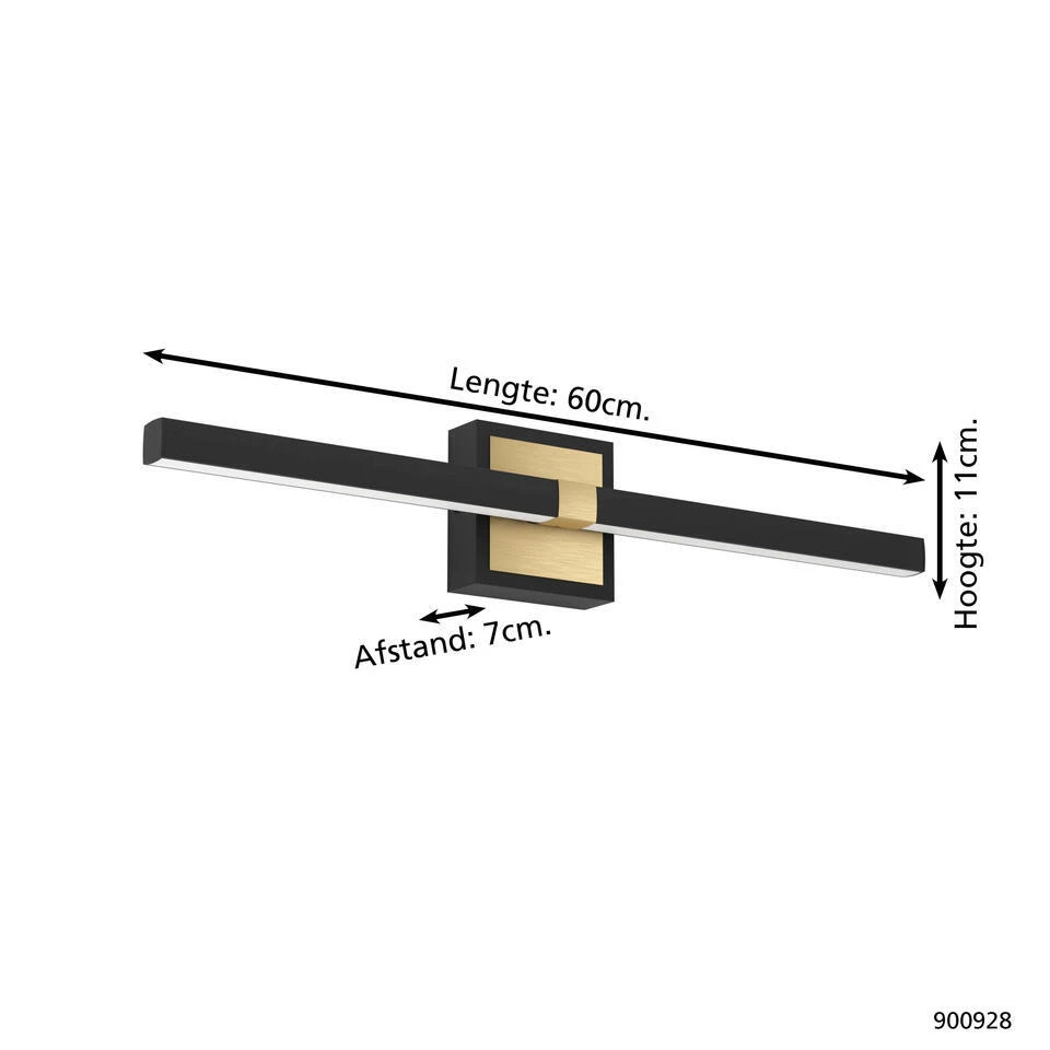 EGLO Peguera Wandlamp - LED - 60 Cm - Zwart/Goud - Spiegellamp 4 EGLO Peguera Wandlamp - LED - 60 Cm - Zwart/Goud - Spiegellamp - Afbeelding 4