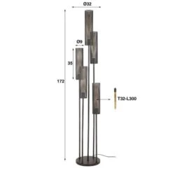 Hoyz Collection - Vloerlamp 5L Getrapt Tube Mesh - Artic Zwart -Leen Bakker 40c90716ca1446949bdbf37ff998a47c
