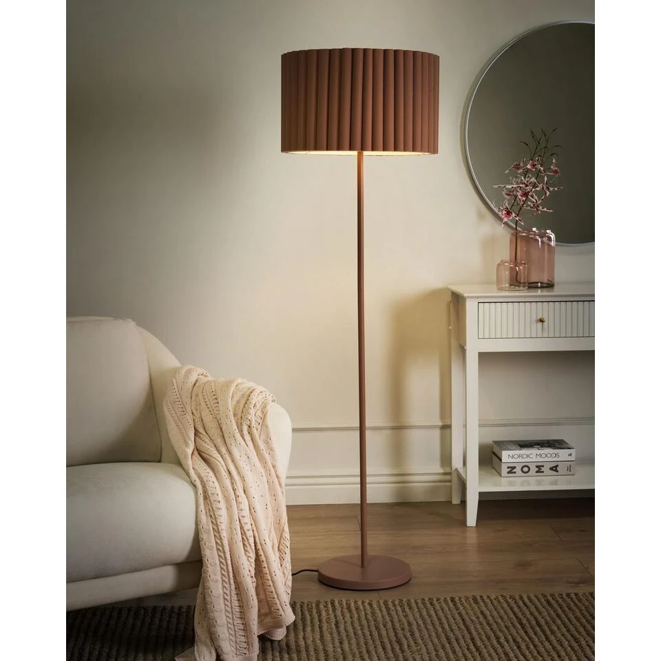 LOURENS - Staande Lamp - Bruin - IJzer/Linnen 2 LOURENS - Staande Lamp - Bruin - IJzer/Linnen - Afbeelding 2