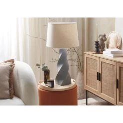 Beliani Tafellamp BELAYA - Grijs Keramiek -Leen Bakker 4dc9c1a022b749fca2da1ddbaf385a1c