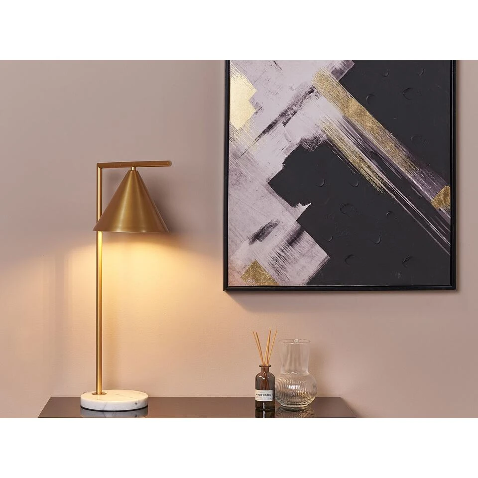 Beliani Tafellamp MOCAL - Goud Ijzer 2 Beliani Tafellamp MOCAL - Goud Ijzer - Afbeelding 2