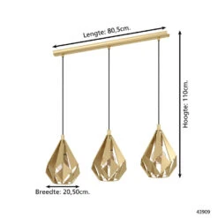 EGLO Carlton Hanglamp - E27 - 80,5 Cm - Goud - Staal 10 EGLO Carlton Hanglamp - E27 - 80,5 Cm - Goud - Staal -Leen Bakker 50789ece6ba946adbd78c230e5ccacfd
