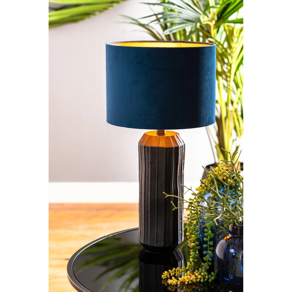 Cilinder Lampenkap Velours - Petrol Blue - Ø30x21cm 2 Cilinder Lampenkap Velours - Petrol Blue - Ø30x21cm - Afbeelding 2