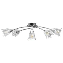 VidaXL Plafondlamp Met Glazen Tulpvormige Kappen 5xE14 Transparant -Leen Bakker 56a6e568147e4b50b946d095b2685ac2