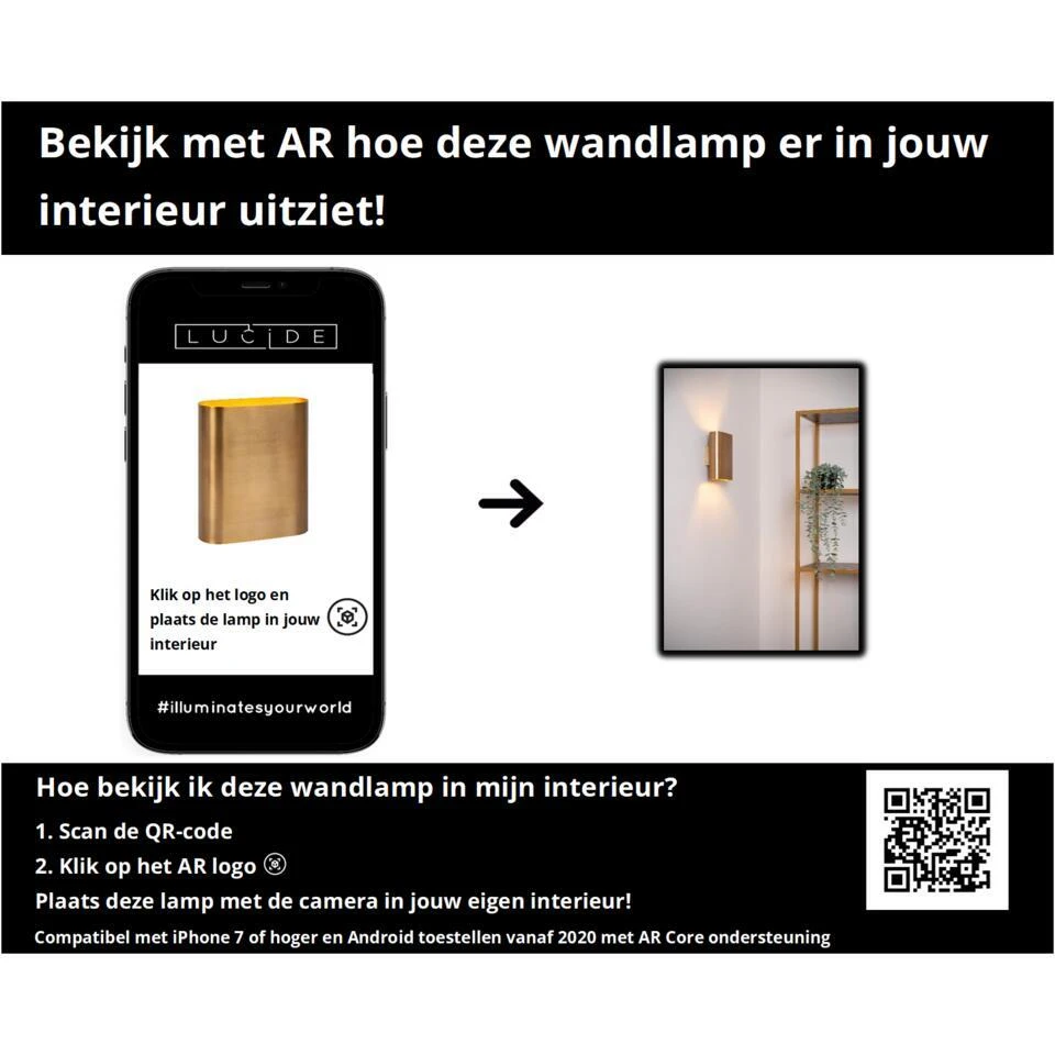 Lucide OVALIS Wandlamp - Mat Goud / Messing 9 Lucide OVALIS Wandlamp - Mat Goud / Messing - Afbeelding 9