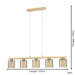 EGLOCastralvoHanglamp-5lichts-E27-Hout/Glas- Bruin -Leen Bakker 590e9c06e87745519133ce77015abfc2