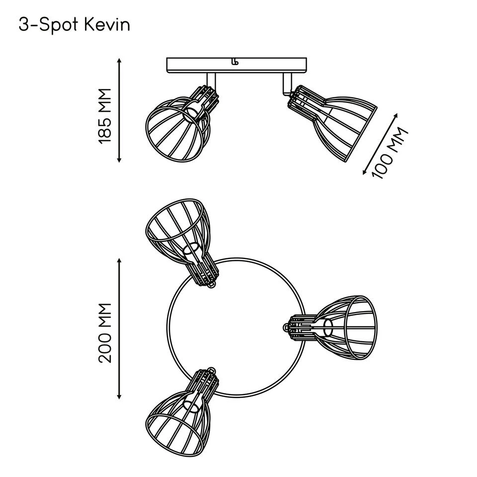 3-spot Kevin - Zwart 3 3-spot Kevin - Zwart - Afbeelding 3