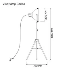 Vloerlamp Carlos - Zwart - Ø28x155 Cm -Leen Bakker 60350417 9700