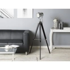 Beliani Staande Lamp ALZETTE - Zwart Dennenhout -Leen Bakker 60836bc318554ca08b931d1057747410