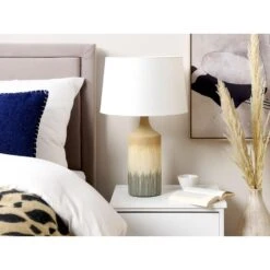 Beliani Tafellamp CALVAS - Beige Keramiek, Linnen -Leen Bakker 65d58328f4604a12ab57f43a7718d114