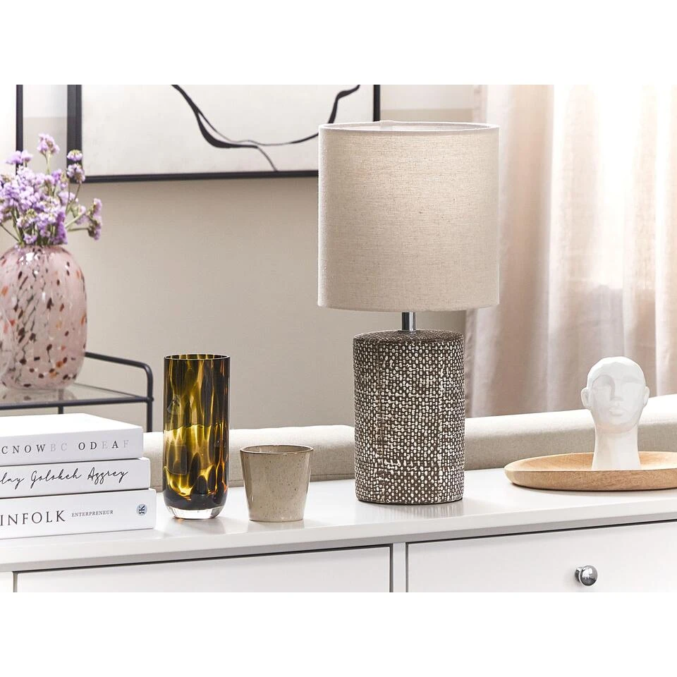 Beliani Tafellamp IDER - Bruin Keramiek 4 Beliani Tafellamp IDER - Bruin Keramiek - Afbeelding 4