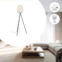 EGLO Belgrave Vloerlamp - E27 - 141,5 Cm - Zwart/Wit - Papier -Leen Bakker 6e13f3c2663a460c9152321740cc358f