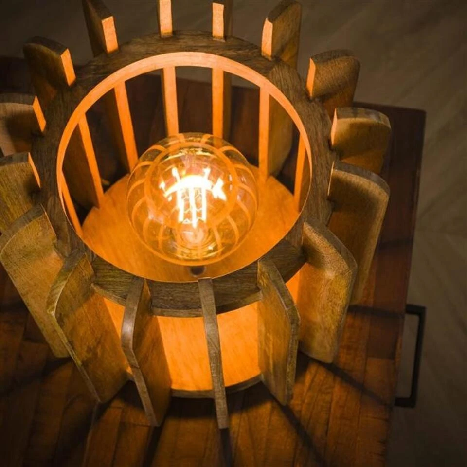 Tafellamp Mara Mangohout - 35x35x35 Cm - Mangohout - Bruin 2 Tafellamp Mara Mangohout - 35x35x35 Cm - Mangohout - Bruin - Afbeelding 2