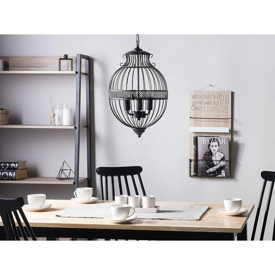Beliani Hanglamp HARMEN - Zwart Ijzer 4 Beliani Hanglamp HARMEN - Zwart Ijzer - Afbeelding 4