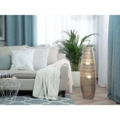 Beliani Staande Lamp MARINGA - Zilver Metaal -Leen Bakker 80184745dd014f9d9ca5f1f7682854d0