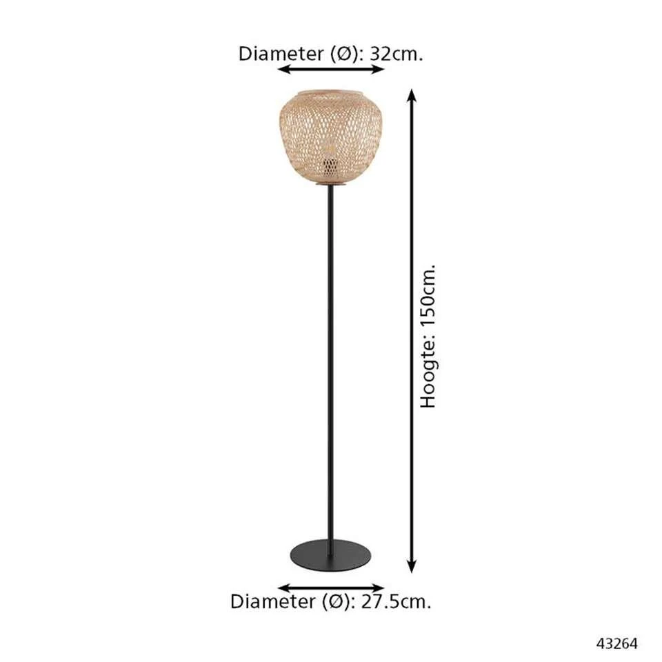 EGLO Vloerlamp Dembleby - Zwart/bruin 2 EGLO Vloerlamp Dembleby - Zwart/bruin - Afbeelding 2
