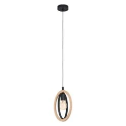EGLO Hanglamp Basildon - Zwart/bruin