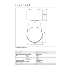 Lucide Badkamerwandspot Rayen - Zwart -Leen Bakker 81029557 0600