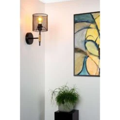 LUCIDE WANDLAMP BASKETT E27 ZWART -Leen Bakker 81029566 0301