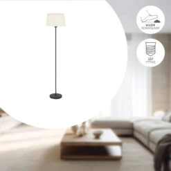 EGLO Febres Staande Lamp - E27 - Teddy Stof - Zwart/Wit -Leen Bakker 810e6633b9bb48aba309ddaeaa11ec74