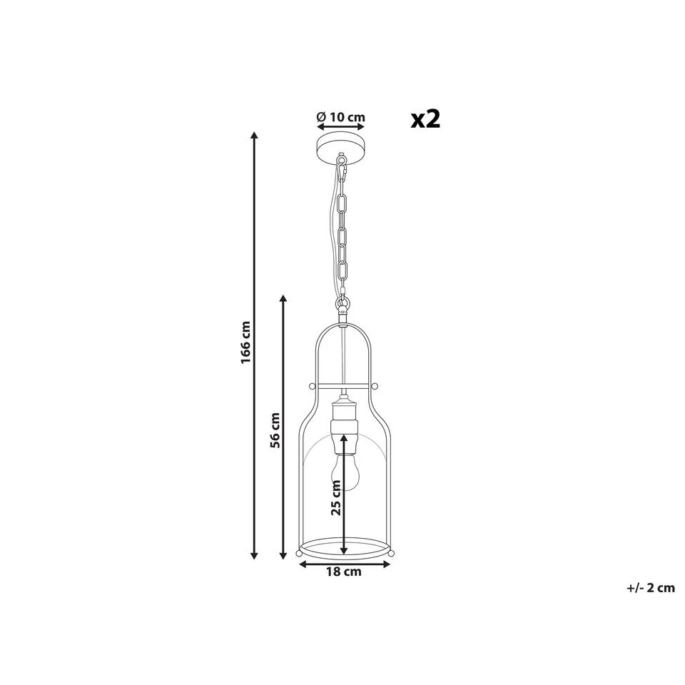 Beliani Hanglamp BASHILO - Zwart Ijzer 3 Beliani Hanglamp BASHILO - Zwart Ijzer - Afbeelding 3