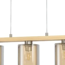 EGLOCastralvoHanglamp-5lichts-E27-Hout/Glas- Bruin -Leen Bakker 828a2d27c0b741c7bc7db123e98a2b1d