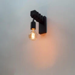 EGLO Townshend Wandlamp - E27 - Hout/Staal - Zwart -Leen Bakker 82fbb64da152469eb024221d419a624e