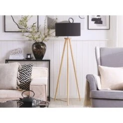 Beliani Staande Lamp NITRA - Zwart Eikenhout -Leen Bakker 875c9c41c64049da97b68b13416d4f23