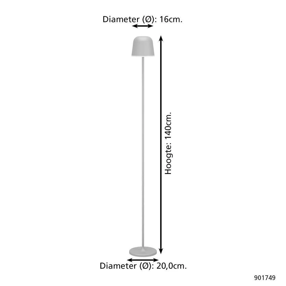 EGLO Mannera-L Staande Lamp - USB-C - H 140 Cm - Grijs 5 EGLO Mannera-L Staande Lamp - USB-C - H 140 Cm - Grijs - Afbeelding 5