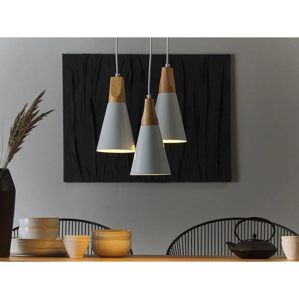 Beliani Hanglamp TICINO - Wit Aluminium 2 Beliani Hanglamp TICINO - Wit Aluminium - Afbeelding 2