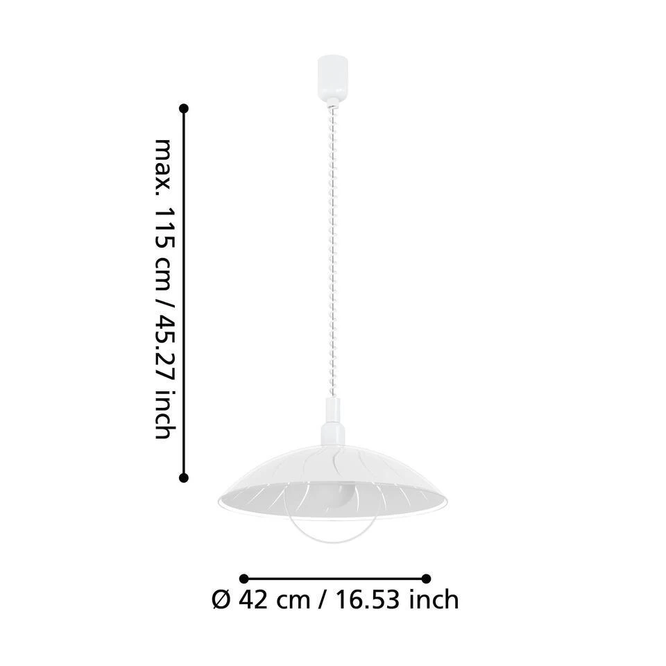 EGLO Alvez Hanglamp - E27 - 42 Cm - Wit 4 EGLO Alvez Hanglamp - E27 - 42 Cm - Wit - Afbeelding 4