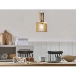 Beliani Hanglamp NIARI - Lichte Houtkleur Multiplex -Leen Bakker 8a8551eb96e84c43854b33b0257e3d0b