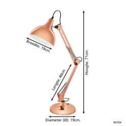 EGLO Borgillio Tafellamp - E27 - 71 Cm - Koper -Leen Bakker 8cf1b8fff29d42dc9fbcba8fd86d7fb4