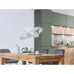Beliani Hanglamp PUZI - Wit Aluminium -Leen Bakker 92500cc94cea4c44898e22166d2e06bf