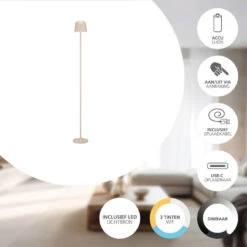 EGLO Mannera-L Staande Lamp - USB-C - H 140 Cm - Zand -Leen Bakker 934af0c61b13461a8f9e047f01d36392