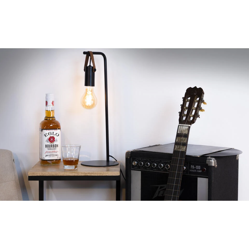 EGLO Apricale Tafellamp - E27 - Leer - Zwart/Bruin 2 EGLO Apricale Tafellamp - E27 - Leer - Zwart/Bruin - Afbeelding 2