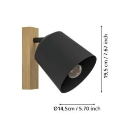 EGLO Cotorro Wandlamp - E27 - 14.5 Cm - Zwart/Bruin -Leen Bakker 962165c607a24976b6efc0ff56d01fc8