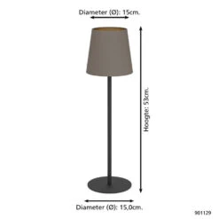 EGLO Fiorana Tafellamp - E14 - 53 Cm - Zwart/Cappucino/Goud -Leen Bakker 96f6683de2e84fc3b6a35d47fdf1ce6f