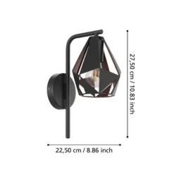 EGLO Carlton 4 Wandlamp - E27 - 16 Cm - Zwart/Koper -Leen Bakker 9e5a96455d354452b7e129fdfe8a031f